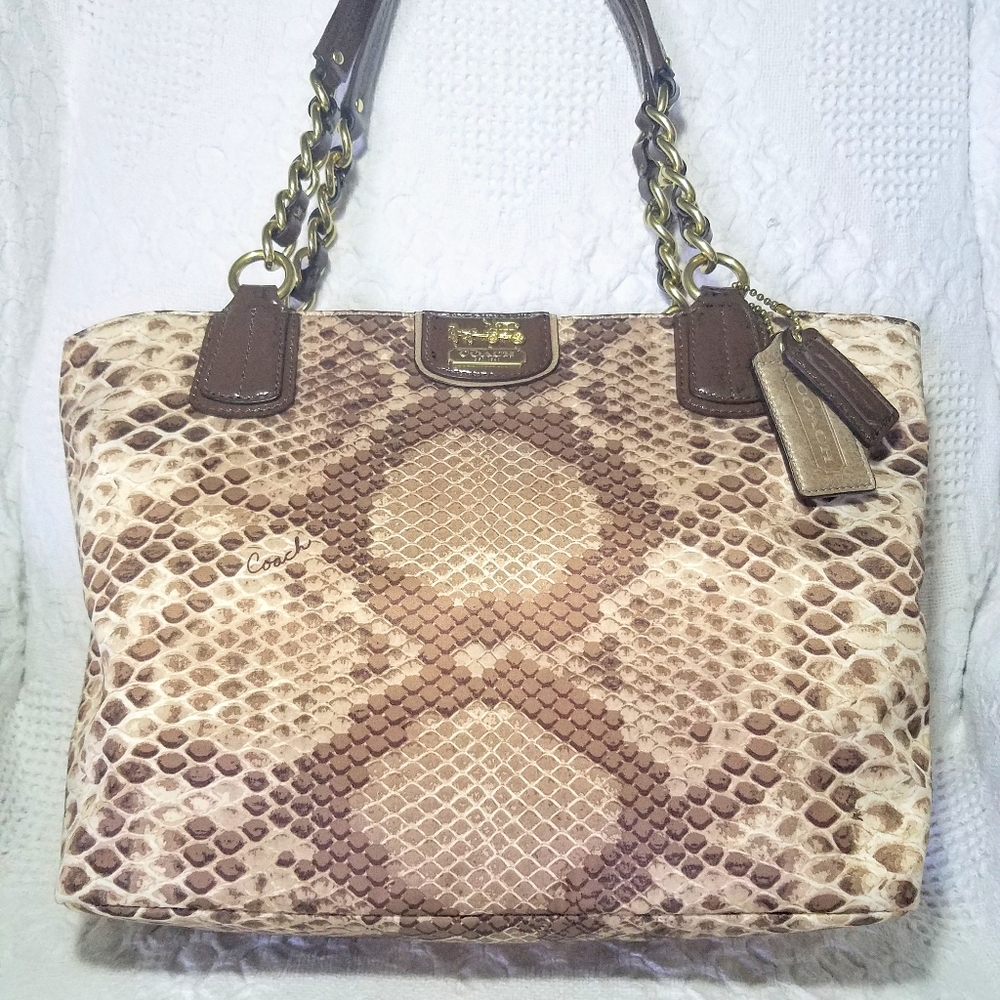 COACH Madison Python Print Tote